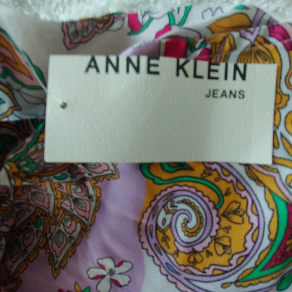 NWT Anne Klein Jeans Crop Wide Leg Palazzo Pants in Paisley Scarf Print - Size M - Picture 5 of 11